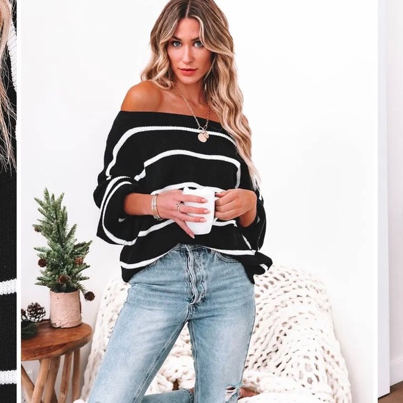 BETH STRIPED KNIT SWEATER-Vici - Picture 3 of 4